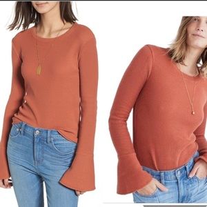 Madewell Bell Sleeve Top - Rust/Burnt Orange
